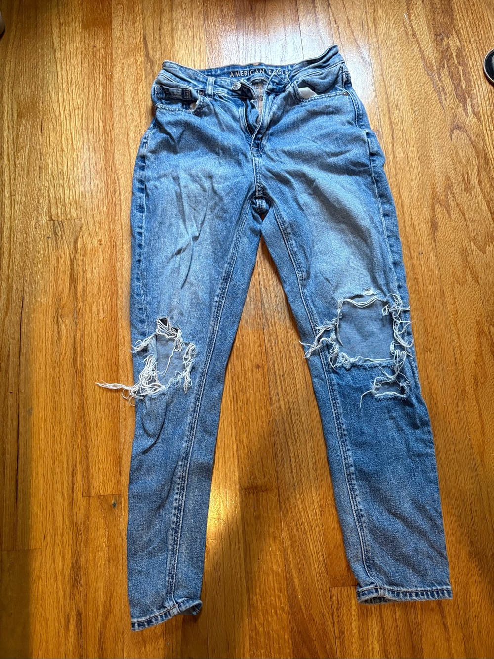 American Eagle Outfitters Blue Ripped Skinny Jeans for Women